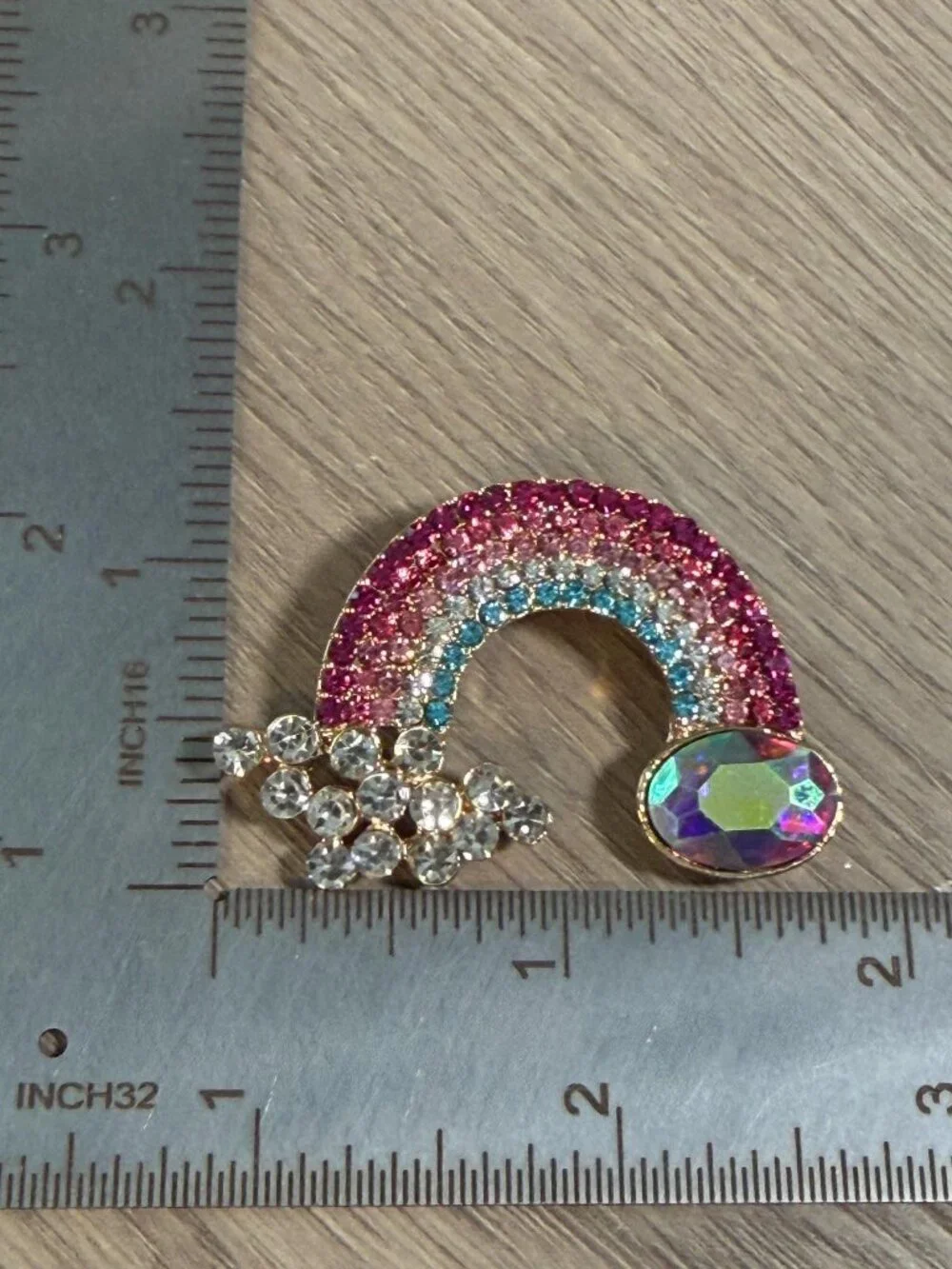 Rainbow Rhinestone Cloud Brooch Set Colorful Crystal Pins Pair